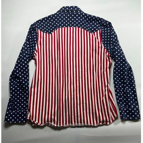 The Nutter Men's Long Sleeve American Flag Pearl Snap Shirt - Size L - Picture 2 of 3